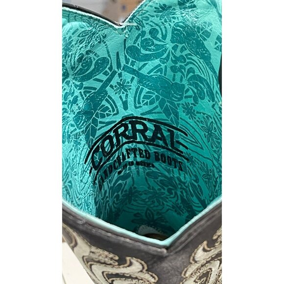 Corral Black Embroidered Leather Pointed Toe Cowboy Boots Western Sz 8 NEW - Picture 8 of 11